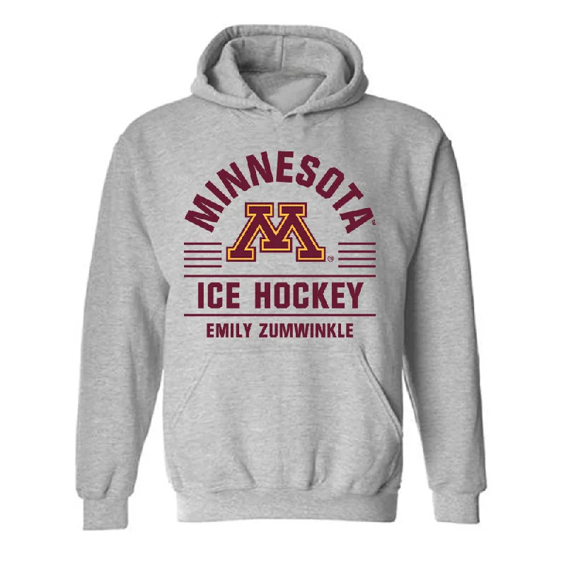 Minnesota - NCAA Women's Ice Hockey : Emily Zumwinkle - Classic Fashion Shersey Hooded Sweatshirt Hoodie with Emblem Brand Identity