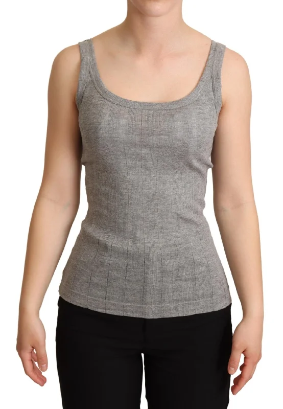 Dolce & Gabbana Elegant Sleeveless Gray Tank Women's Top adorable tank top