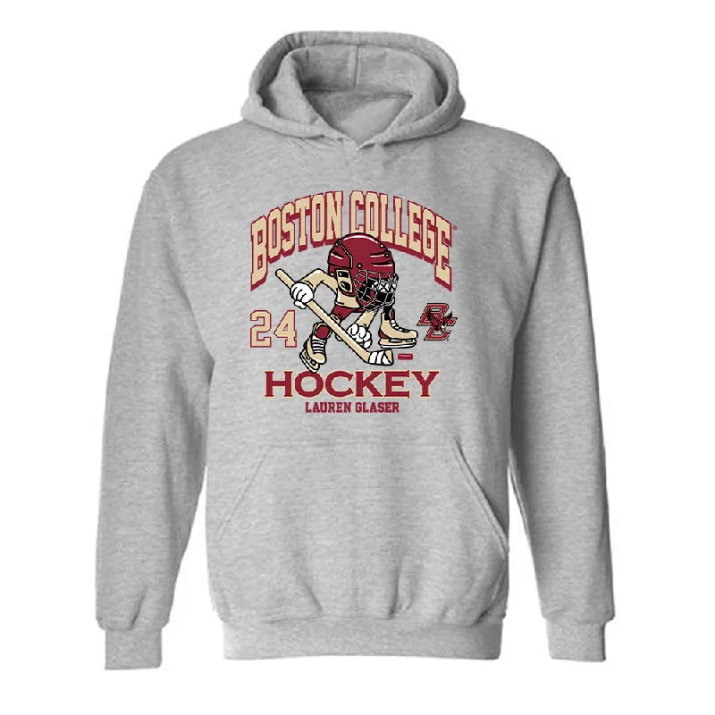 Boston College - NCAA Women's Ice Hockey : Lauren Glaser - Hooded Sweatshirt Hoodie with Raw Hem Edgy Unfinished