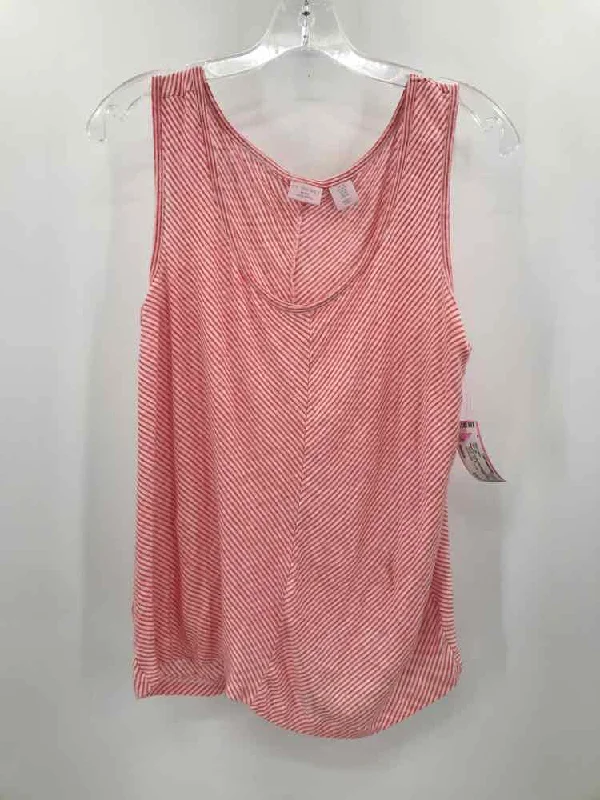 Pre-Owned Saint Tropez Red Size Medium Linen Stripe Tank Top scoop neck tank