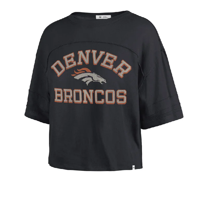 NFL Denver Broncos Women's '47 Half Moon Stevie Crop Top Ribbed Striped Patterned