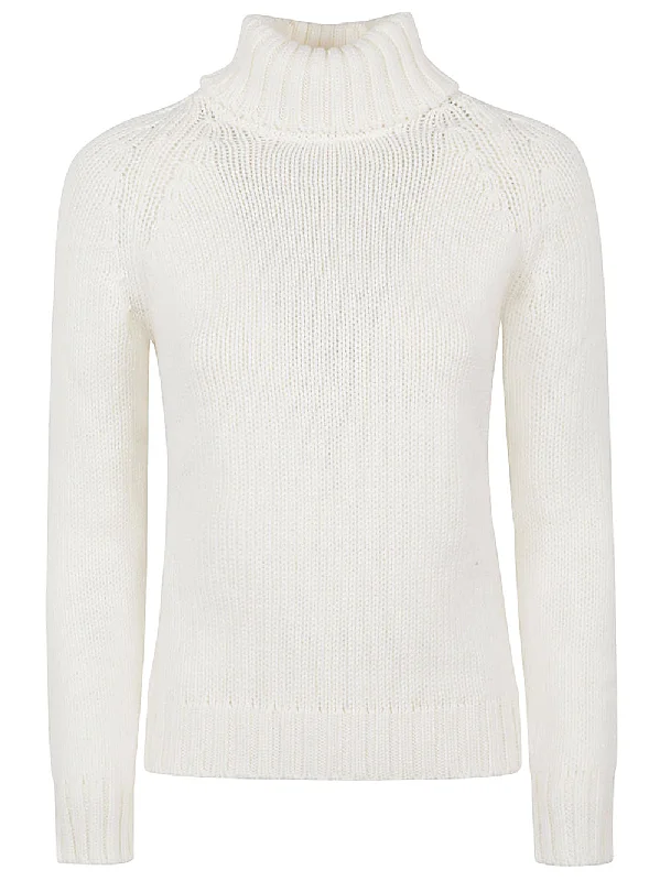 Base Women's Sweaters White Seamless Knitted Crochet