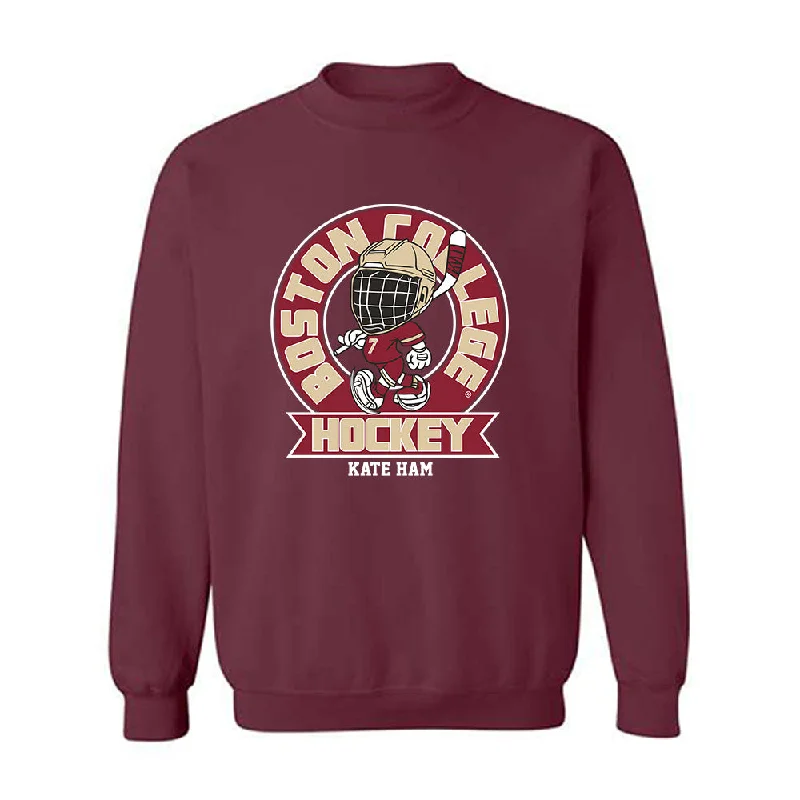 Boston College - NCAA Women's Ice Hockey : Kate Ham - Crewneck Sweatshirt Fashion Shersey Hoodie with Hem Frayed Vintage Worn