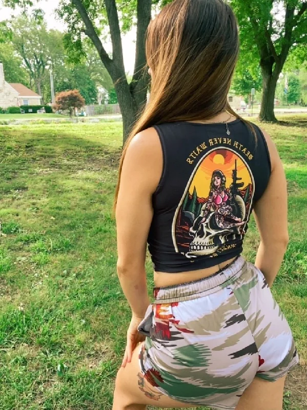 Death Never Waits Crop Top Chenille Blend Fleece Blend Nylon Blend