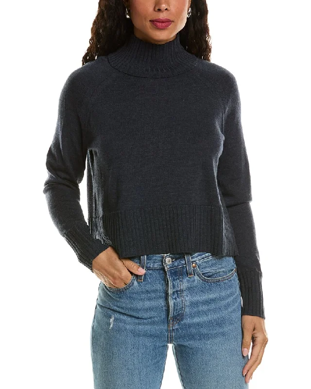 Eileen Fisher Turtleneck Wool Sweater Zippered Front Buttoned Front Snap Front