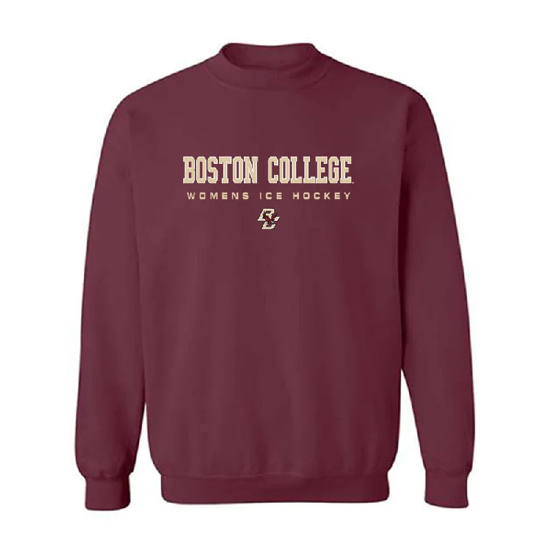 Boston College - NCAA Women's Ice Hockey : Lauren Glaser - Crewneck Sweatshirt Hoodie with Back Slit Movement Comfort