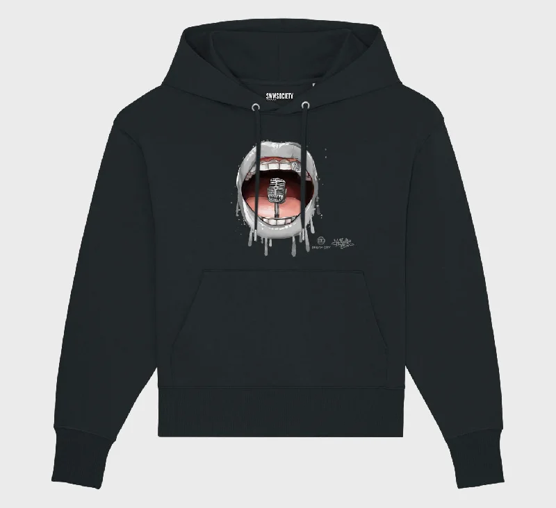 SWMSociety x Dream City x Hear My Voice Hoodie Hoodie with Hem Detail Decorative Unique