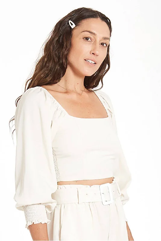 Liv Crop Top (Coconut Milk) Thin Crop Top Open Front Quick Dry