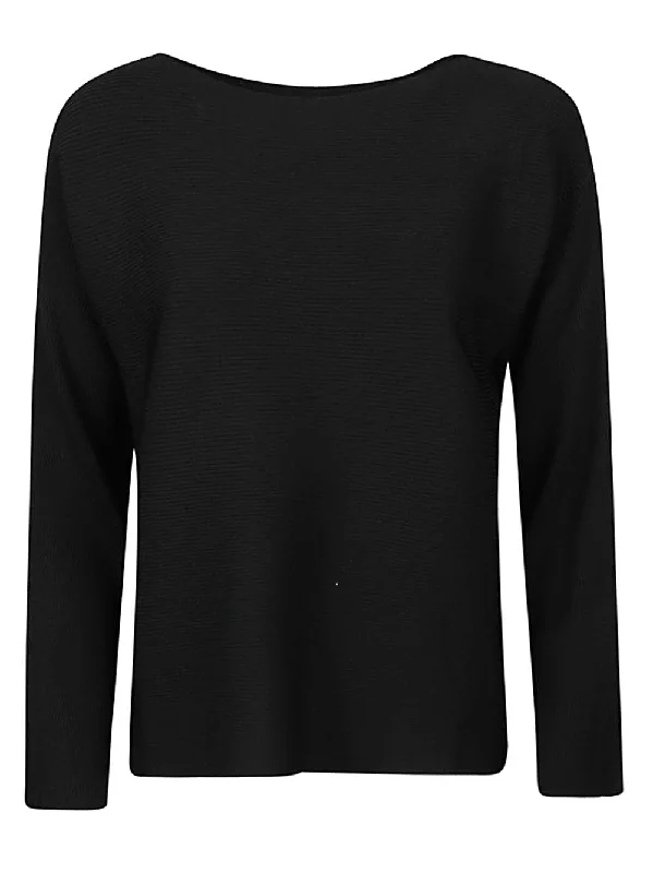 Liviana Conti Women's Sweaters Black Welt Pockets Slit Pockets Flap Pockets