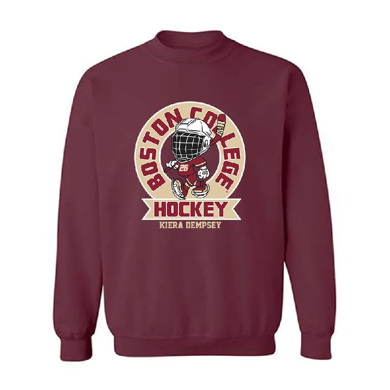 Boston College - NCAA Women's Ice Hockey : Kiera Dempsey - Crewneck Sweatshirt Hoodie with Frayed Bohemian Relaxed