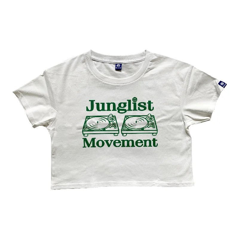 Junglist Movement Crop Top White (Green) Cozy Warm Stylish