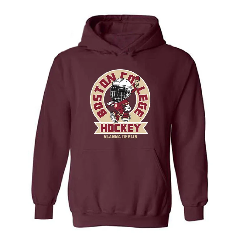 Boston College - NCAA Women's Ice Hockey : Alanna Devlin - Hooded Sweatshirt Hoodie with Exposed Zipper Edgy Industrial