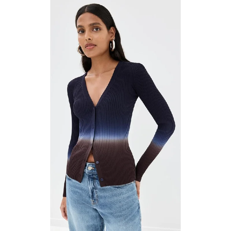 Staud Women's Ribbed Cargo Sweater, Twilight Dip Dye Silk Blend Satin Velvet