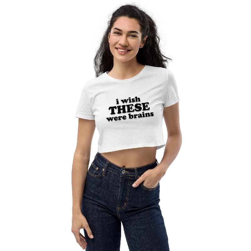 - I ♡ You - I Wish These Were Brains - Women Crop Top Crop Top Seamless Stretchy