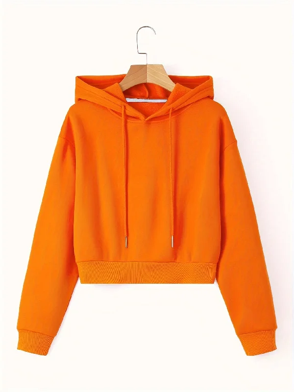 Warm & Stylish Women's Hoodie - Solid Color, Drawstring, Long Sleeve, Easy-care Fabric for Fall/Winter Hoodie with Applique Textured Unique