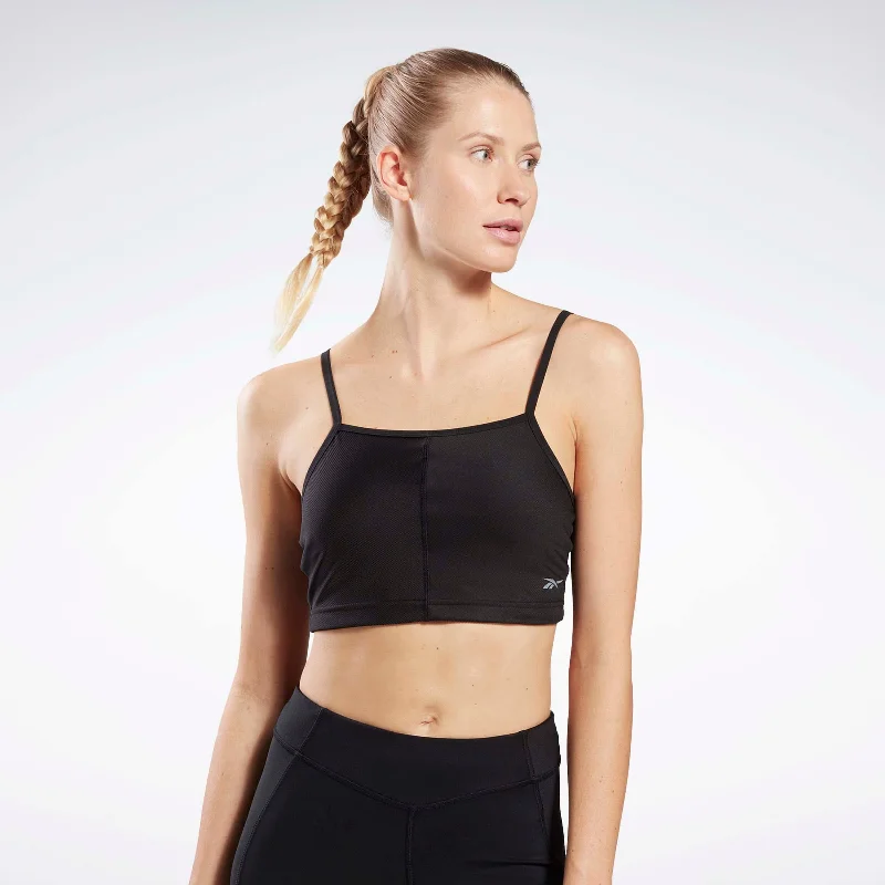 Yoga Performance Rib Crop Top Black Satin Blend Silk Blend Wool Blend