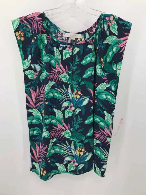 Pre-Owned Loft Navy Size Small Printed Tank Top adorable tank top