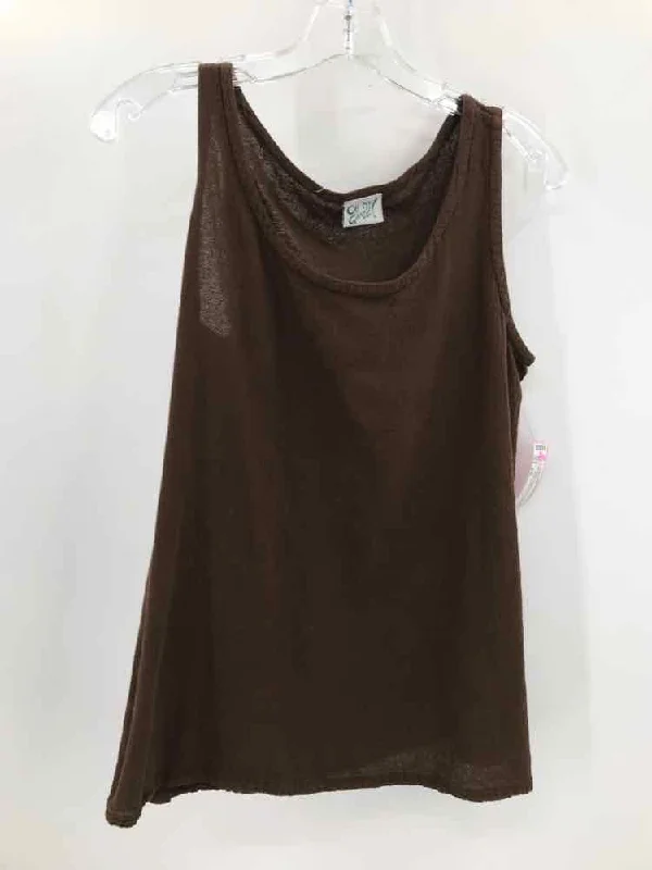 Pre-Owned Oh My Gauze Brown Size S/M Cotton Tank Top lemon yellow tank