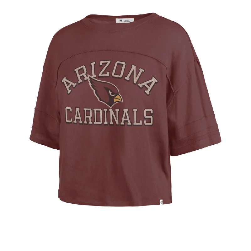 NFL Arizona Cardinals Women's '47 Half Moon Stevie Crop Top Denim Fabric Leather Fabric Suede Fabric