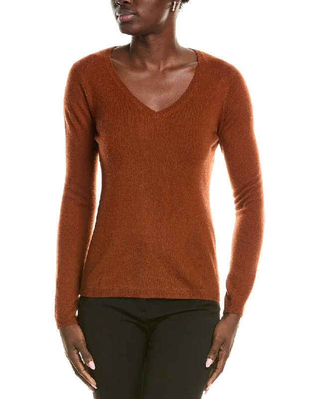 Sofiacashmere Modern V-Neck Cashmere Sweater Thin Thick Dense