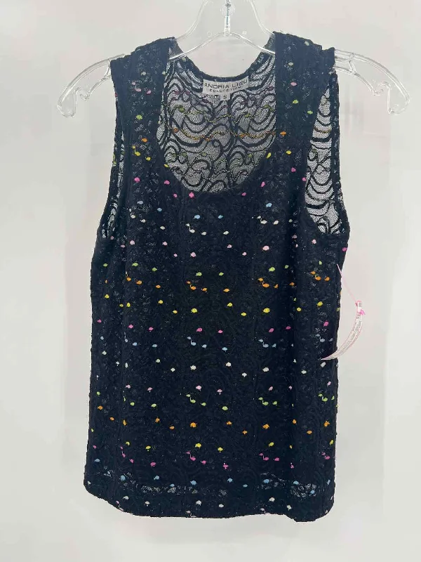 Pre-Owned Andria Lieu Black Size Small Tank Top glitter tank top