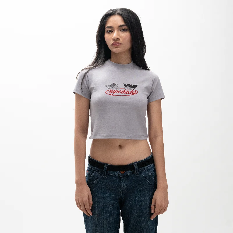 Superkicks | WMN'S SECOND CHANCES  { CROP TOP CUPID AND DEMON Embroidered Appliqued Beaded