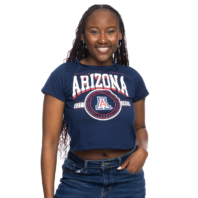 NCAA Arizona Wildcats Women's ZooZatz Glitter Arizona Crop Top T-Shirt Nylon Fabric Polyester Fabric Spandex Fabric