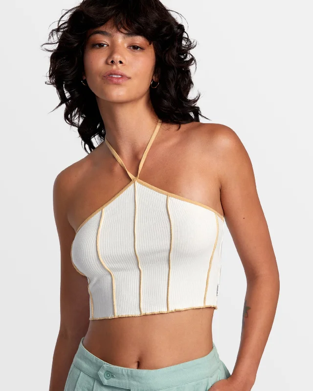 Piper Halter Crop Top - Latte Modern Contemporary Chic