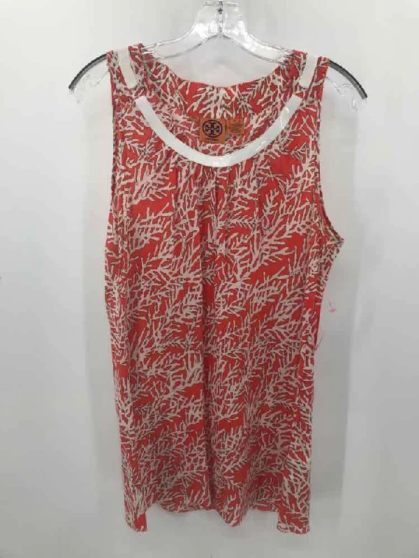 Pre-Owned Tory Burch Orange Size 12 Cotton Printed Tank Top fitness tank top