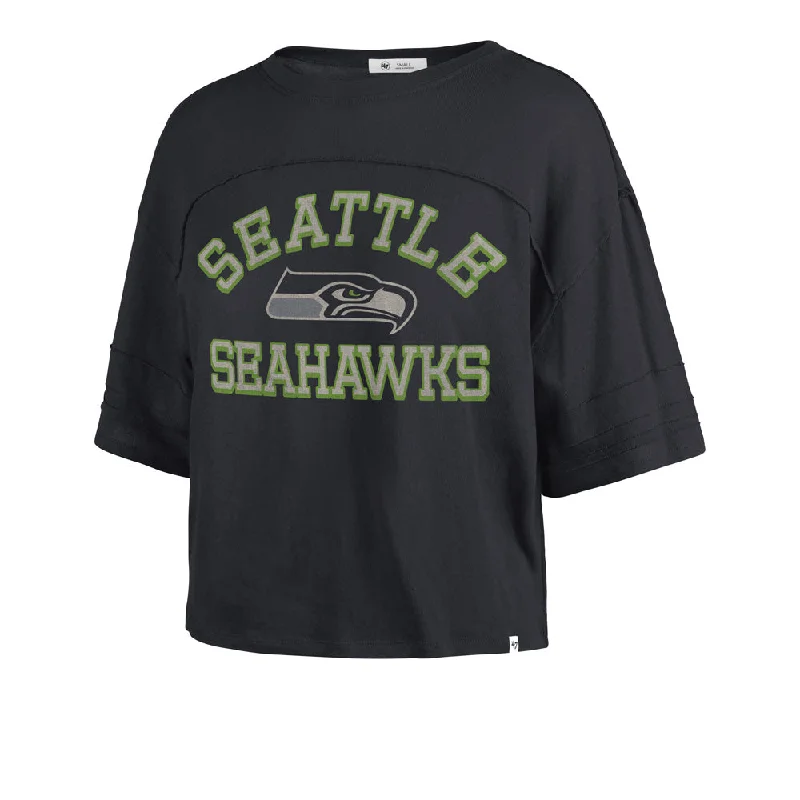 NFL Seattle Seahawks Women's '47 Half Moon Stevie Crop Top Rayon Fabric Velvet Fabric Corduroy Fabric