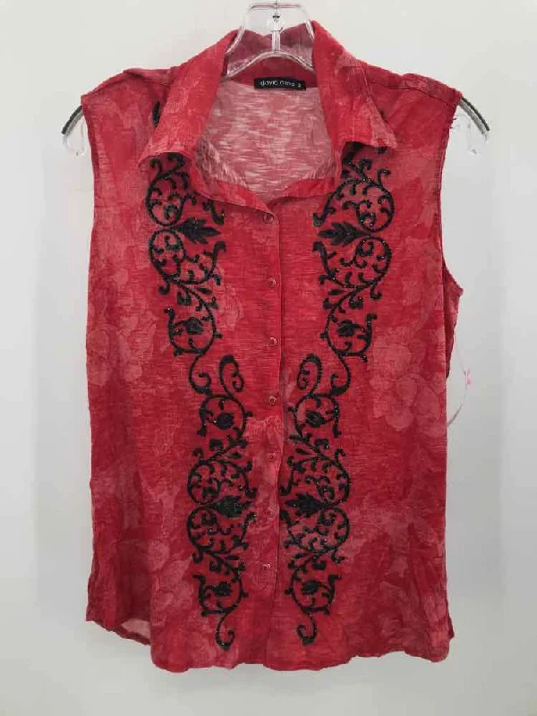 Pre-Owned David Cline Red Size Small Button Down Tank Top sage tank top