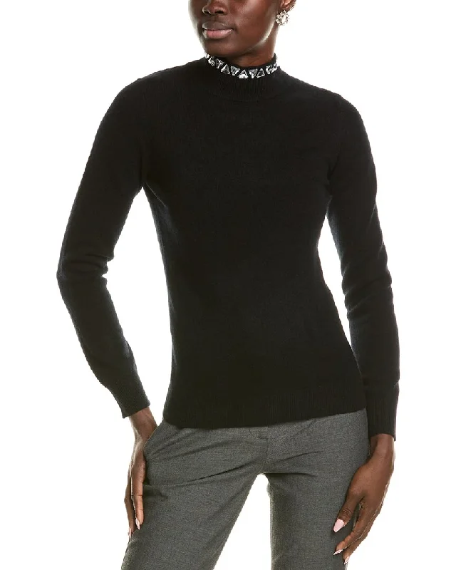 Sofiacashmere Stone Trim Turtleneck Cashmere Sweater Long Sweater Short Sweater Cropped Sweater