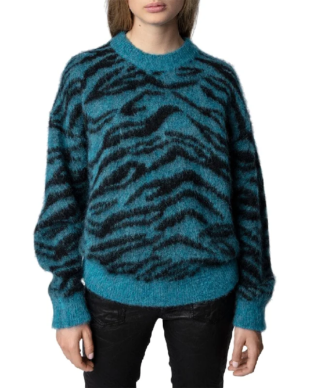 Zadig & Voltaire Mohair & Wool-Blend Sweater Collared Crew Neck Turtle Neck