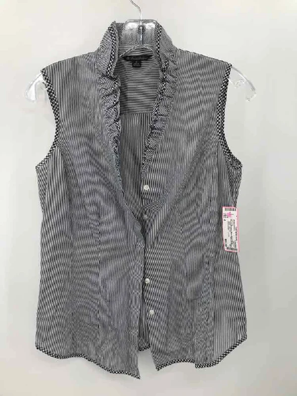 Pre-Owned Brooks Brothers Navy Size 2 Stripe Button Down Tank Top open back tank