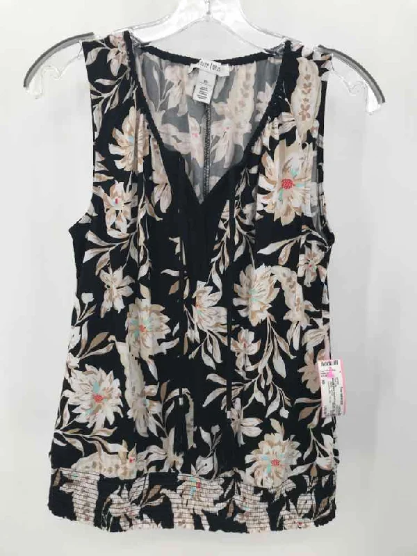 Pre-Owned WHBM Black Size XS Floral Tank Top athletic tank top