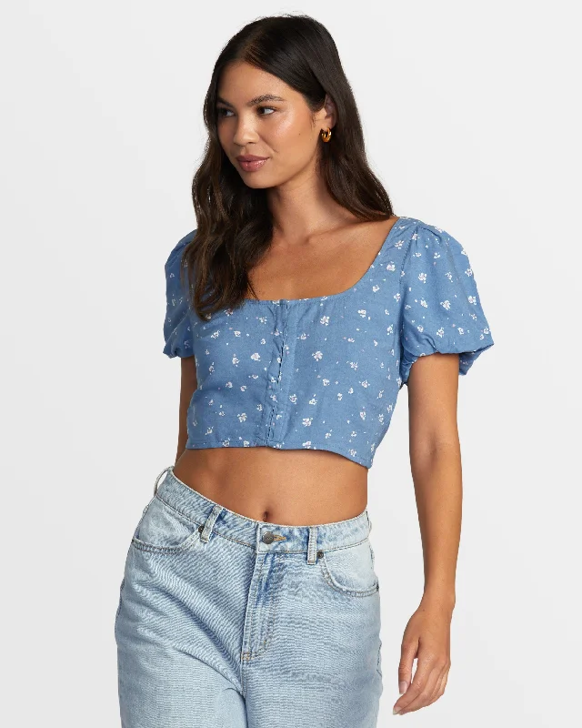 Nova Crop Top - Coronet Blue Machine Wash Dry Clean Hand Wash