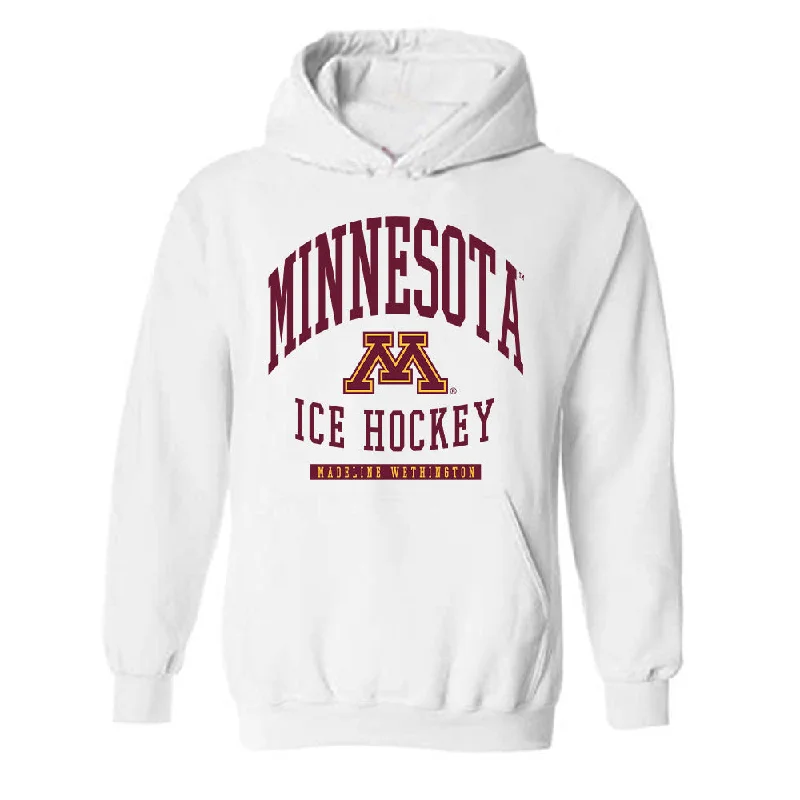 Minnesota - NCAA Women's Ice Hockey : Madeline Wethington - Classic Fashion Shersey Hooded Sweatshirt Hoodie with Button Classic Timeless