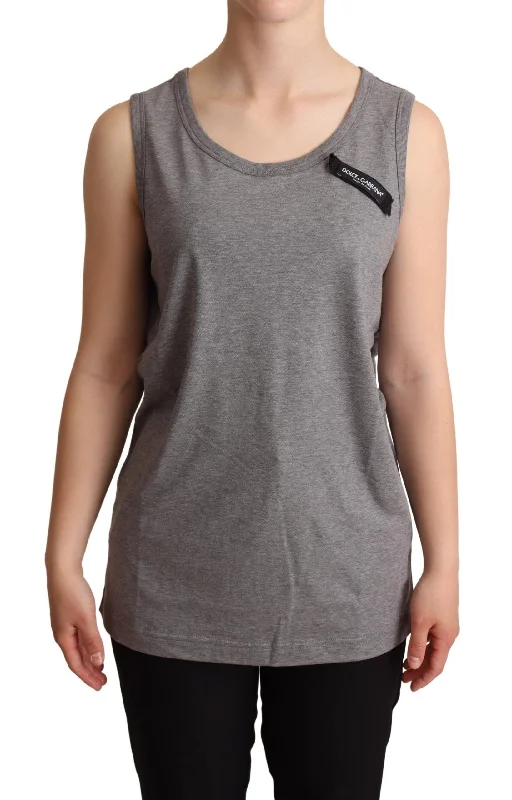 Dolce & Gabbana Elegant Gray Cotton Jersey Sleeveless Women's Tank fitness tank top