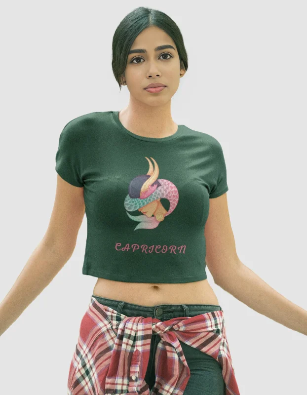 Trendy Women's Stellar Capricorn Crop Top Elegant Classic Vintage