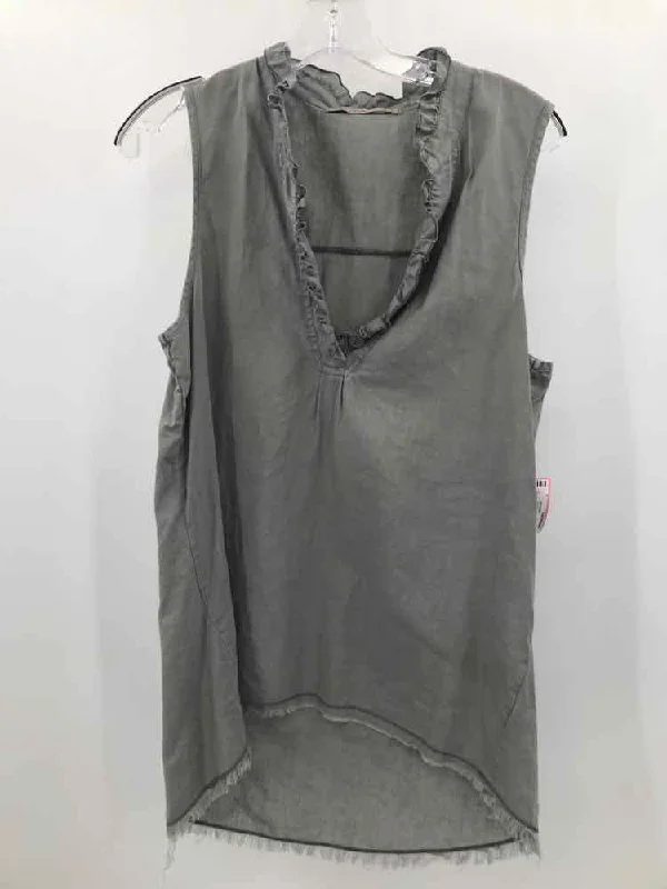 Pre-Owned Wearables Grey Size Small Tank Top lace tank top