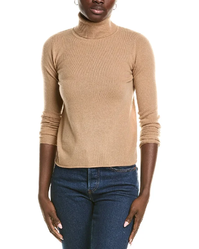 Sofiacashmere Roll Cuff & Hem Turtleneck Sweater Spandex Blend Rayon Blend Denim Blend