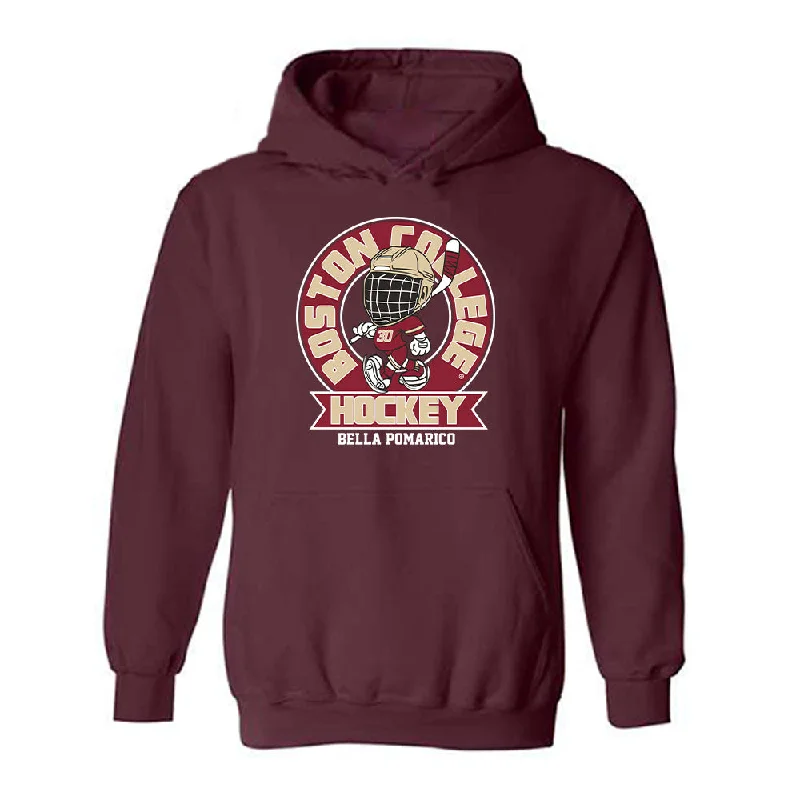 Boston College - NCAA Women's Ice Hockey : Bella Pomarico - Hooded Sweatshirt Fashion Shersey Hoodie with Hem Raw Edge Edgy Unfinished