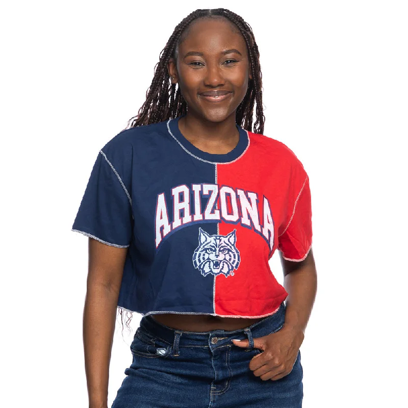 NCAA Arizona Wildcats Women's ZooZatz Cat Head Crop Top T-Shirt Jersey Fabric Tulle Fabric Batik Fabric