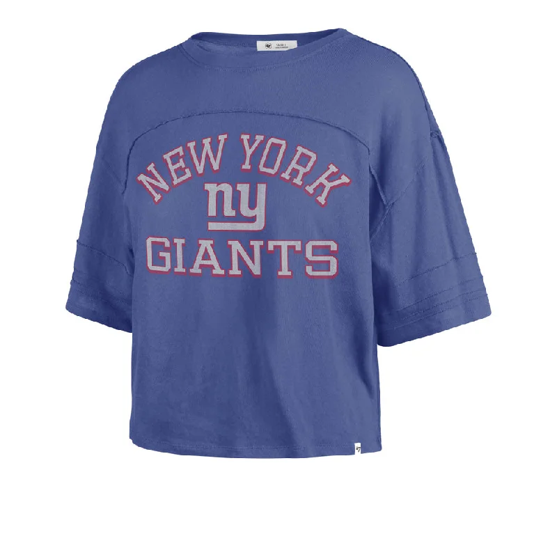 NFL New York Giants Women's '47 Half Moon Stevie Crop Top Chenille Fabric Brocade Fabric Lace Fabric