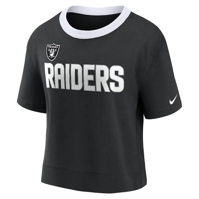 NFL Las Vegas Raiders Women's Nike Football Fan Crop Top Spandex Blend Rayon Blend Denim Blend