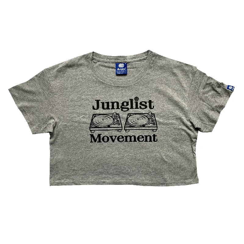 Junglist Movement Crop Top Ath Grey (Black) Graphic Embroidered Appliqued