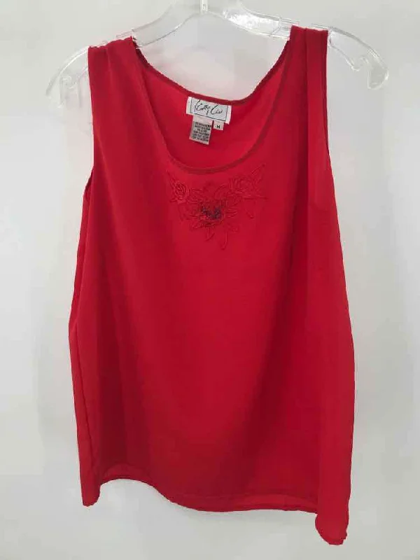 Pre-Owned Kathy Che Red Size Medium Tank Top v-neck tank top