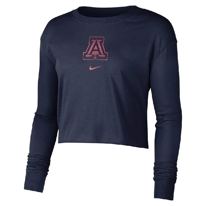 NCAA Arizona Wildcats Women's Nike DNA Long Sleeve Crop Top Fleece Fabric Down Fabric Feather Fabric