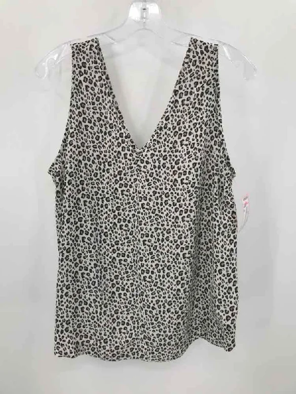 Pre-Owned M&S Collection Ivory Size 14 Printed Tank Top lace back tank