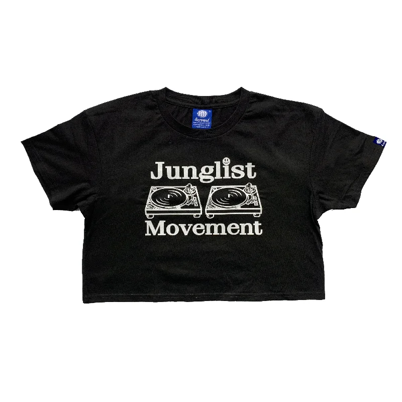 Junglist Movement Crop Top Black (White) Iron Safe Non-Iron Wrinkle Free